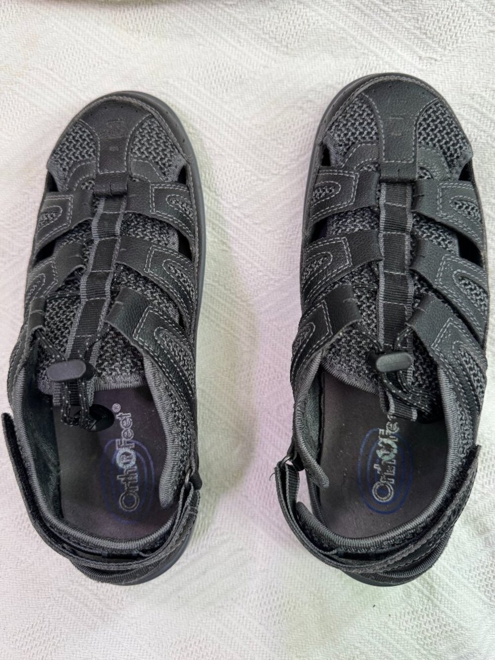 OrthoFeet Verona orthotic sandals, black, size 8.5 wide
